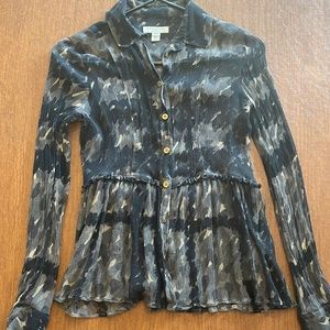 Sheer Burberry Button Down Blouse - Size 2 US, 4 UK
